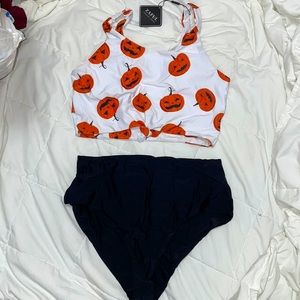 🎃NWT🎃HALLOWEEN💀HIGH WAIST TANK BIKINI FULL COVERAGE SWIM BATHING SUIT👻XXL😈